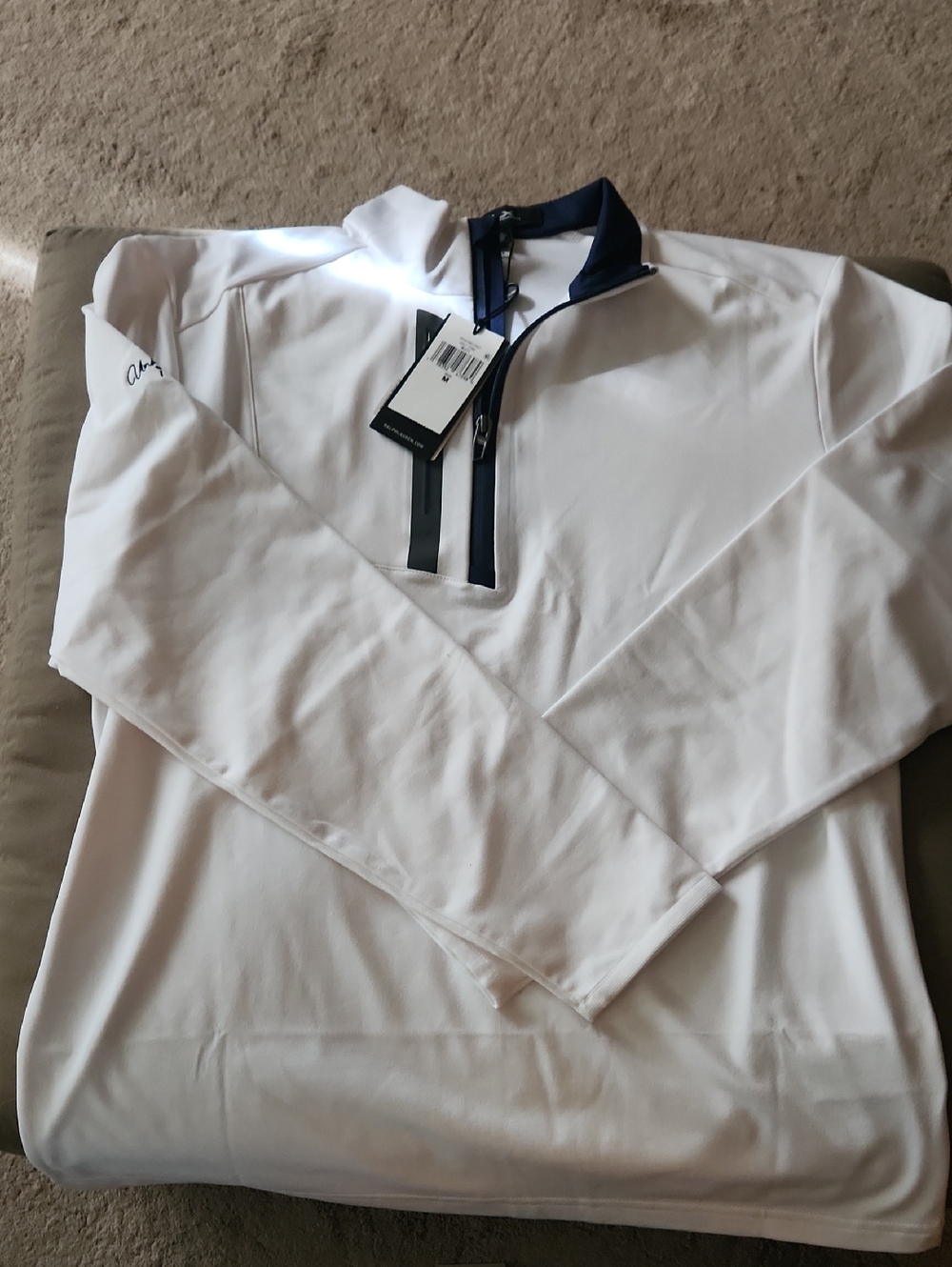 Ralph Lauren White Pullover with Navy Trim
